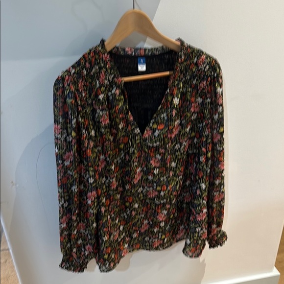 Old Navy Tops - Old Navy Black and Orange Ruffled Long Sleeve Blouse